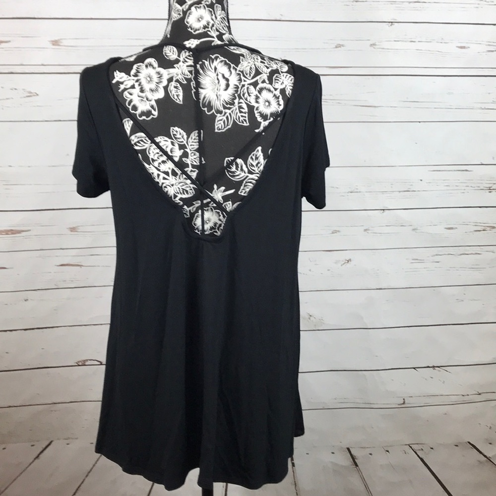 NEW Rayon Black Modal Knit Top Back Cut Out - Picture 4 of 4